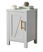 Kings Brand Furniture Sendero 1 - Door Side End Table Storage Cabinet, White