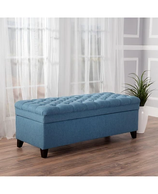 The Pop Home Button-Tufted Storage Ottoman with Soft-Close Lid, for Bedroom, Living Room, Entryway-The