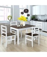 Gouun 5 Pieces Solid Wood Compact Kitchen Dining Set