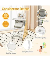 Gouun Kids Multifunctional Folding High Chair with Rolling Wheels and Adjustable Height