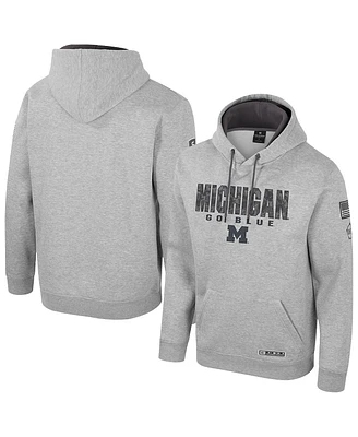 Colosseum Men's Heather Gray Michigan Wolverines Oorah Oht Military Appreciation Pullover Hoodie