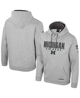 Colosseum Men's Heather Gray Michigan Wolverines Oorah Oht Military Appreciation Pullover Hoodie