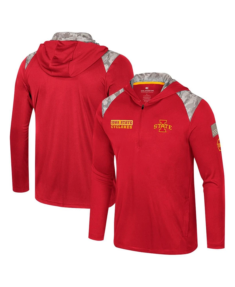 Colosseum Men's Cardinal Iowa State Cyclones Oht Military Appreciation Quarter-Zip Hoodie Jacket