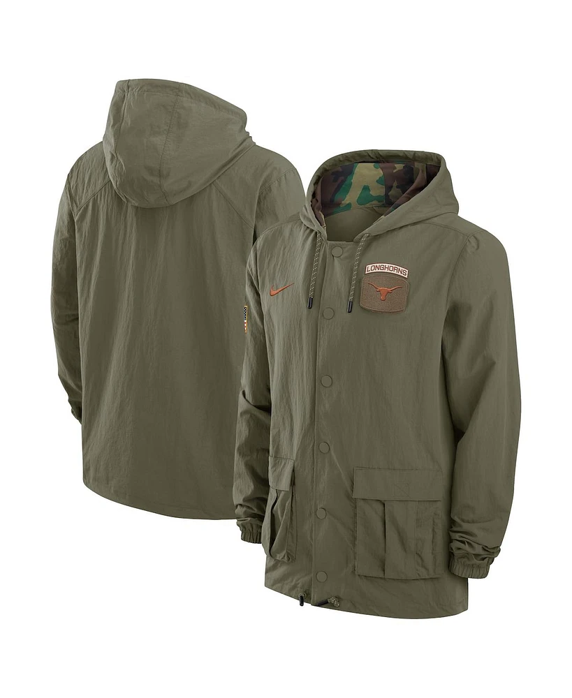 Nike Men's Olive Texas Longhorns 2024 Military Appreciation Full-Snap Hoodie Jacket