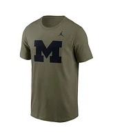 Jordan Men's Olive Michigan Wolverines 2024 Military Appreciation Tonal Logo Performance T-Shirt