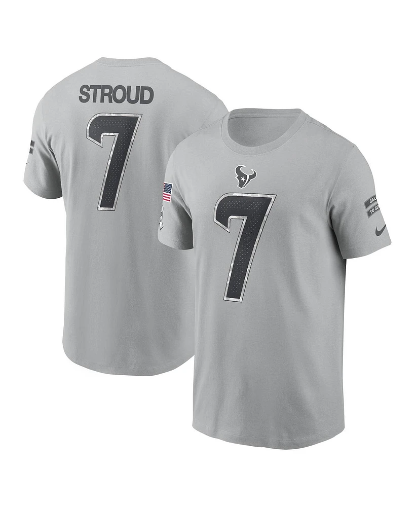 Nike Men's C.j. Stroud Gray Houston Texans 2024 Salute To Service Name Number T-Shirt