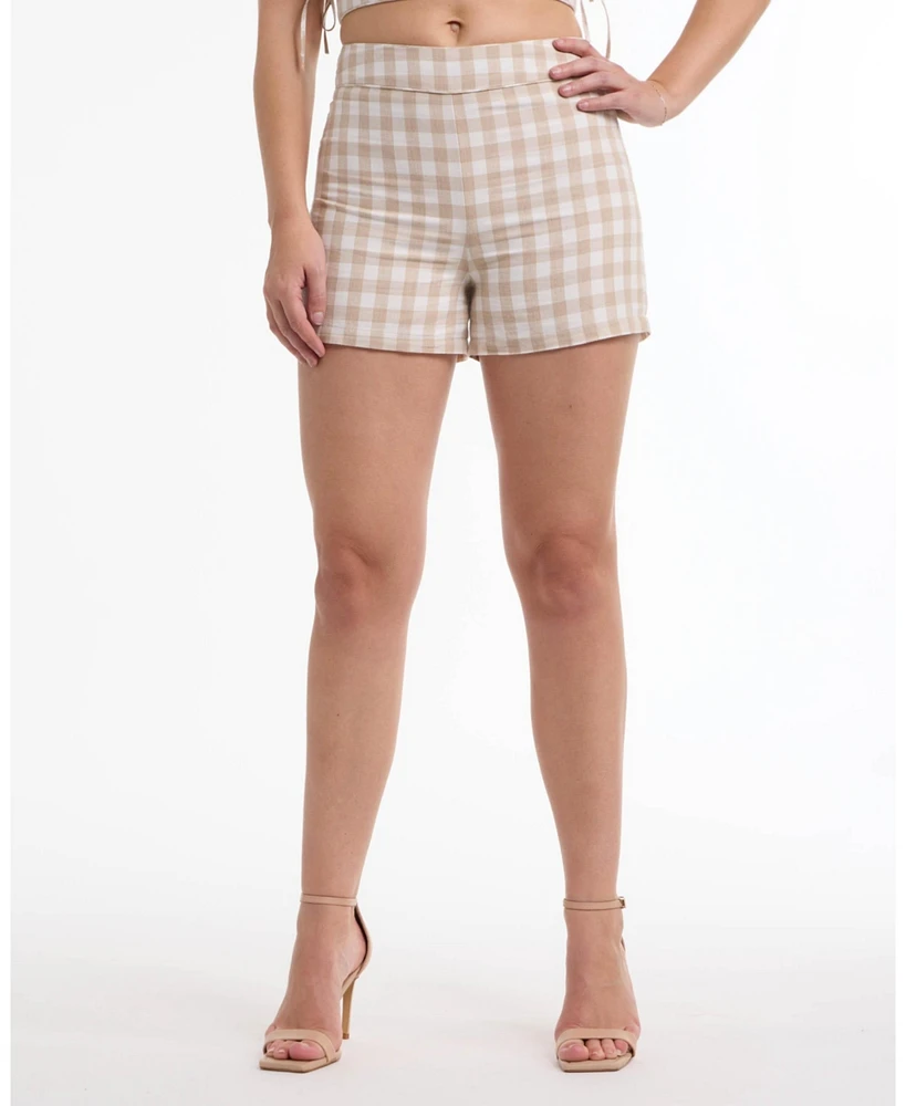 Bebe Women's High Waist Gingham Shorts