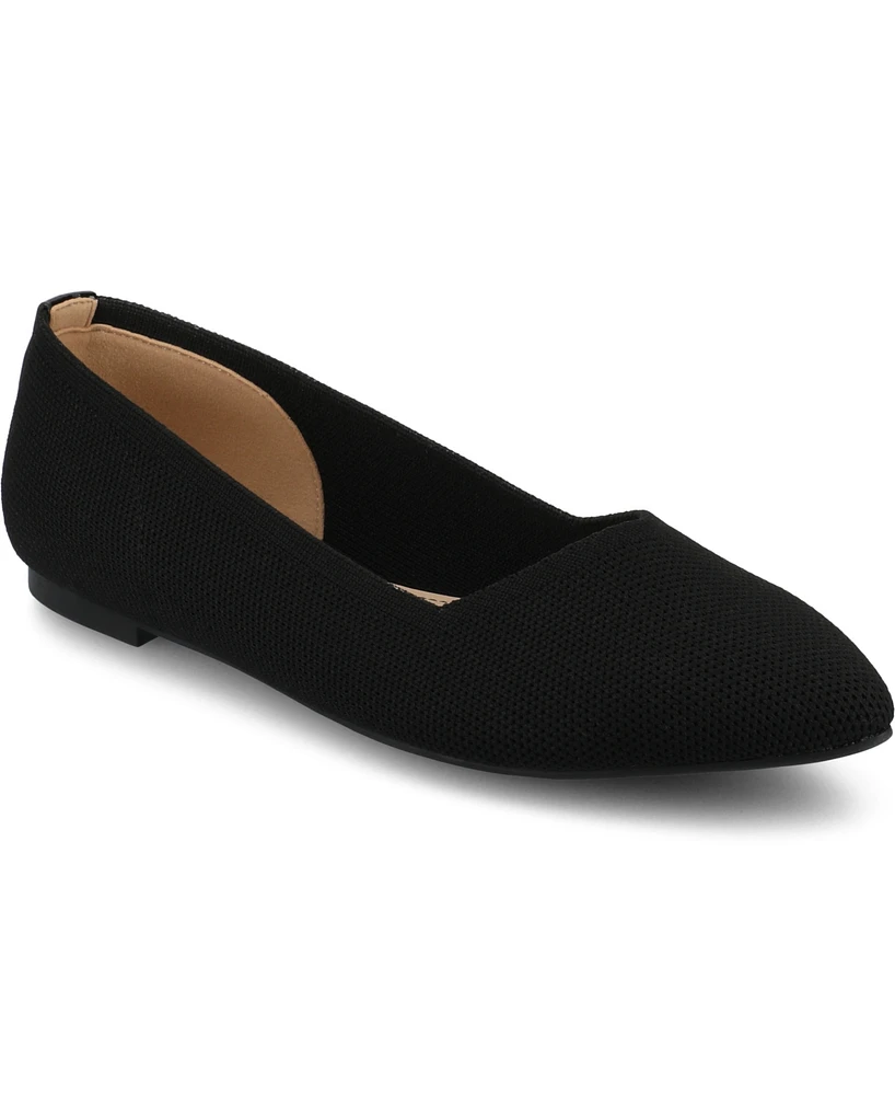 Journee Collection Women's Minnah Knit Pointed Toe Dress Flats