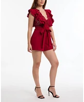 Bebe Women's Flowy Cascade Lace Romper