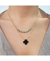 The Lovery Onyx Single Clover Necklace 14K Gold