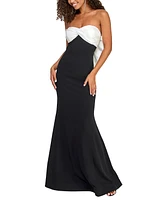 City Studios Juniors' Scuba Twisted Back-Bow Gown