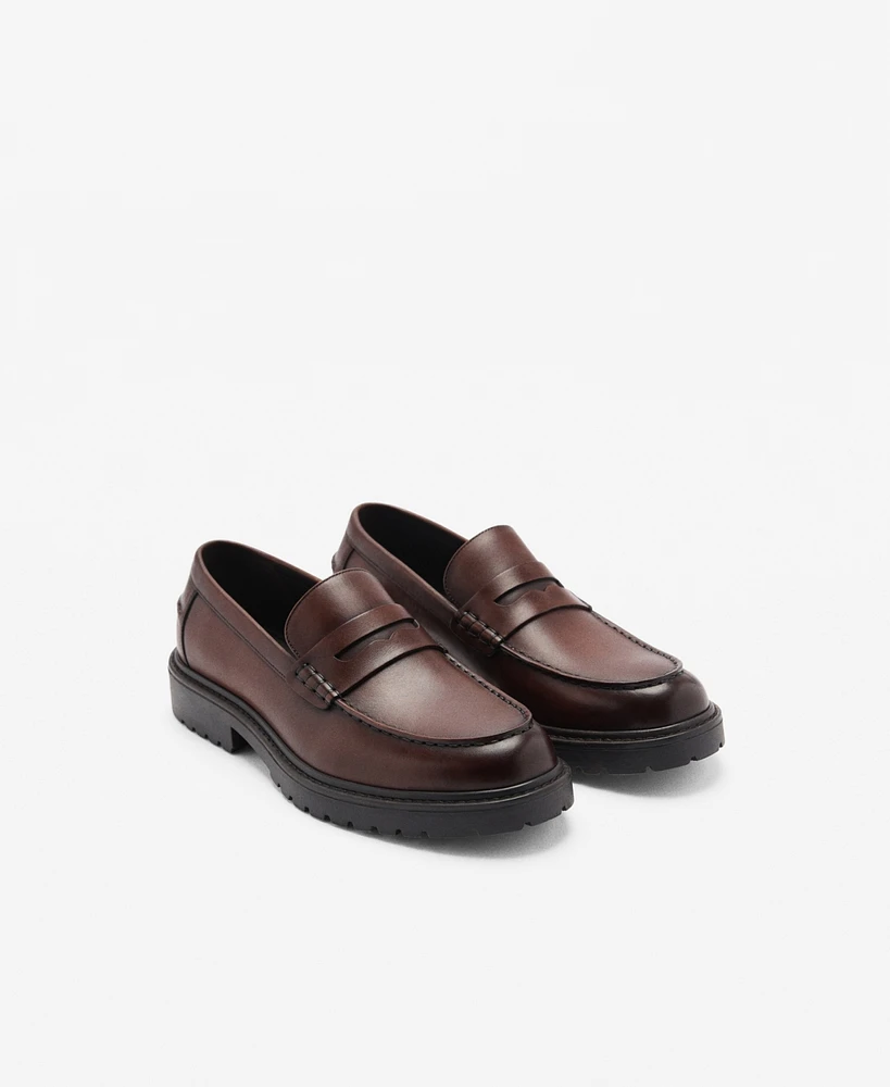 Mango Men's Leather Penny Loafers