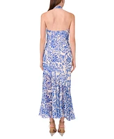 1.state Women's Printed Halter Open-Back Maxi Dress