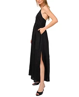 1.state Women's Keyhole Halter Open-Back Maxi Dress