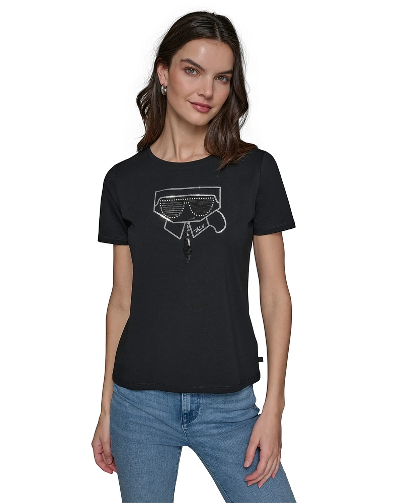 Karl Lagerfeld Paris Women's Embellished Logo Graphic T-Shirt