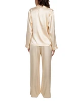 Linea Donatella Women's Satin Jacquard Striped Pajama Set