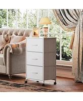 Wlive Dresser with 3 Drawers Fabric Nightstand Cabinet Wheels Organizer Storage for Bedroom Office Closets Sturdy Steel Frame Easy Pull H
