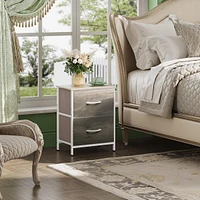 Wlive Nightstand 2 Drawer Dresser for Bedroom Small with Drawers Bedside Furniture Night Stand End Table Fabric Bins Closet
