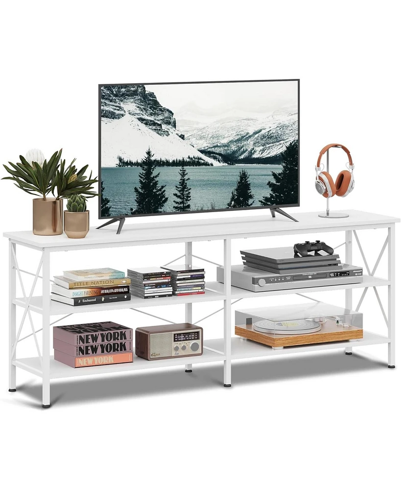 Wlive Tv Stand for 65 70 inch Entertainment Center with Storage Industrial Console Living Room Long 63" Cabinet Metal Frame