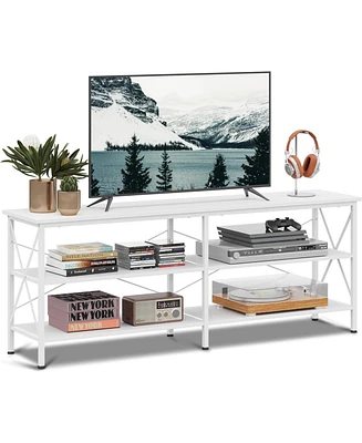 Wlive Tv Stand for 65 70 inch Entertainment Center with Storage Industrial Console Living Room Long 63" Cabinet Metal Frame