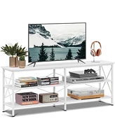 Wlive Tv Stand for 65 70 inch Entertainment Center with Storage Industrial Console Living Room Long 63" Cabinet Metal Frame