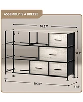 Sorbus 8 Drawers Wide Dresser - Organizer Unit with Steel Frame Wood Top and handle, Fabric Bins Amazing for household decluttering