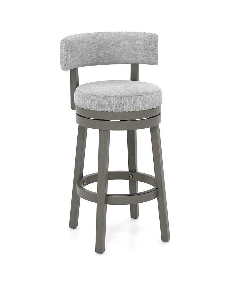 Gouun 31 Inch Swivel Bar Stool with Upholstered Back Seat and Footrest-31 inches