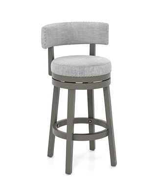 Gouun 31 Inch Swivel Bar Stool with Upholstered Back Seat and Footrest-31 inches