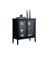 Kings Brand Furniture Lisle 2 Door Accent Storage Cabinet, Black