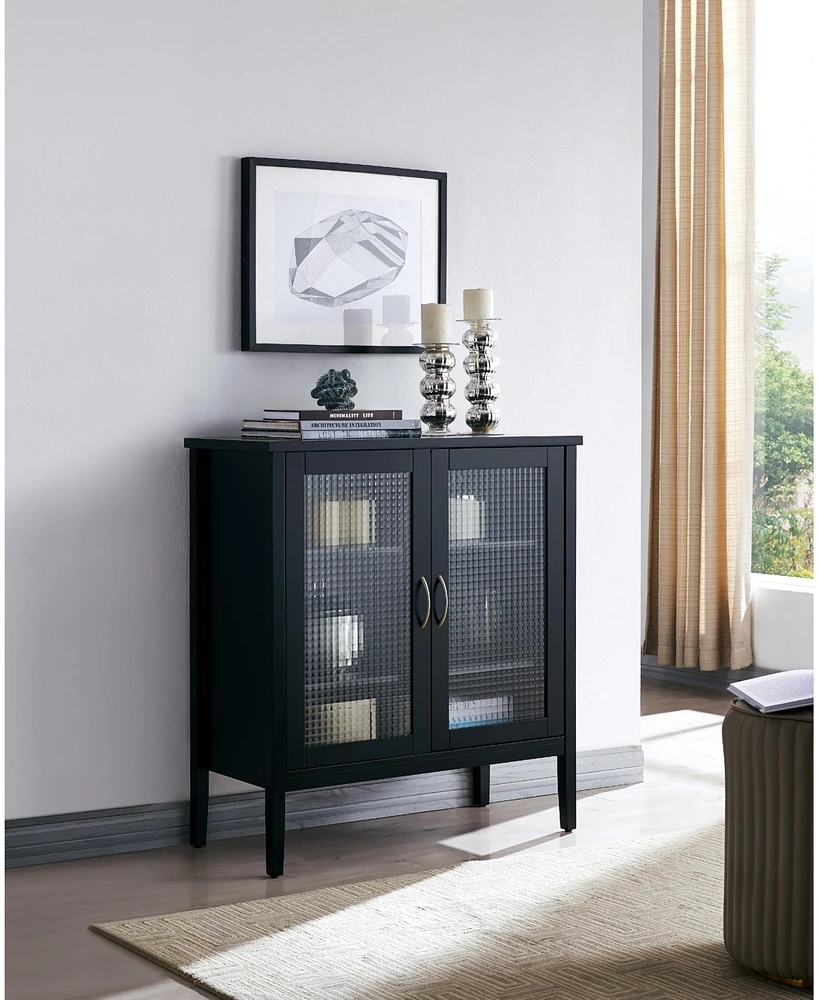 Kings Brand Furniture Lisle 2 Door Accent Storage Cabinet, Black