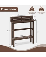 Gouun 48 Inch Patio Pub Height Table with Storage Shelf and Adjustable Foot Pads