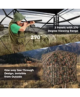 Gouun 82 Inch Tall Hunting Blind 270° One Way See Through Ground Tent for 3-4 People