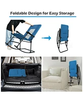 Gouun Foldable Rocking Padded Portable Camping Chair with Backrest and Armrest