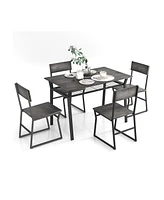 Gouun 5 Piece Dining Table Set with Storage Rack and Metal Frame