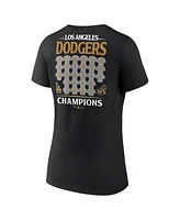 Fanatics Women's Black Los Angeles Dodgers 2024 World Series Champions Jersey Roster V-Neck T-Shirt