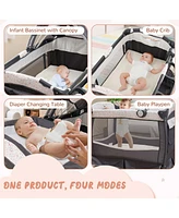 Gouun Kids 4 in 1 Portable Pack and Play Nursery Center with Bassinet-Heart