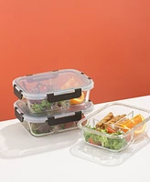 JoyJolt 3-Sectional Set of 5 Glass Food Storage Containers