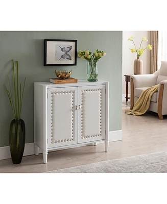 Kings Brand Furniture Rumford Upholstered Accent Cabinet, White