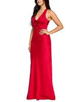 B Darlin Juniors' Sleeveless Satin 3D Rose Gown, Created for Macy's