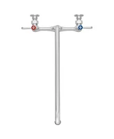 Gridmann Commercial Wall Mount Sink Faucet, 8" Center with 16" Swivel Spout, Nsf, Dual Lever Handles, Brass Construction, Chrome Polished Finish