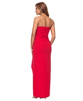 Xscape Women's Strapless Side-Drape Scuba Crepe Gown