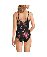 Lands' End Women's Sculpting Suit Draped One Piece Swimsuit