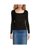 Lands' End Women's Long Sleeve Rib Square Neck Tee