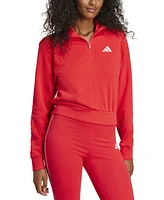 adidas Women's Essentials Color Pop French Terry Cropped Quarter Zip Top