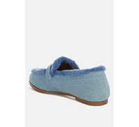 Rag & Co Nivena Fur Detail Denim Loafers