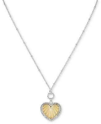 Patricia Nash Two-Tone Sunray Texture Heart Pendant Necklace, 18" + 3" extender