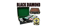 Slickblue 500-Count Black Diamond Poker Chip Set with High Gloss Wooden Case Premium Clay Composite