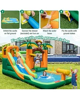 Gymax Inflatable Water Slide Park Monkey Bounce House Splash Pool without Blower