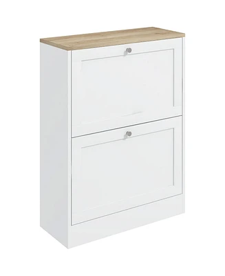 Homcom Slim Shoe Cabinet with 2 Flip Drawers & Adjustable Shelves,