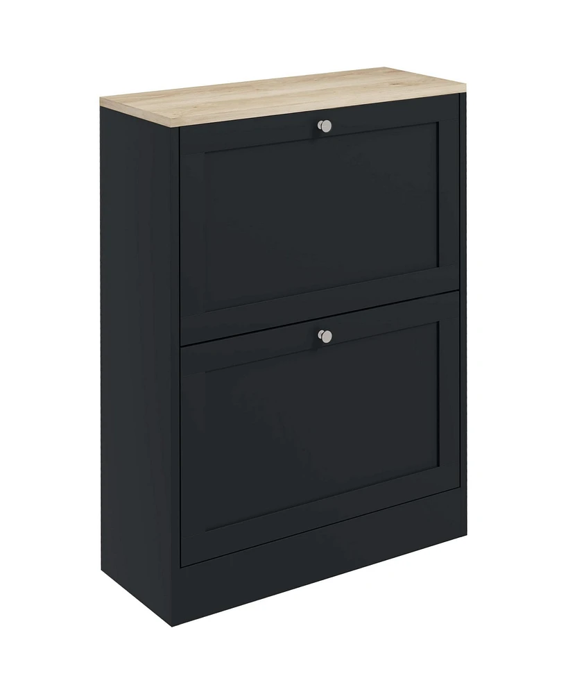 Homcom Slim Shoe Cabinet with 2 Flip Drawers & Adjustable Shelves,